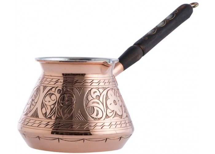 14 Oz Copper Turkish Coffee Pot Greek Arabic Cezve Ibrik Briki Wooden  Handle